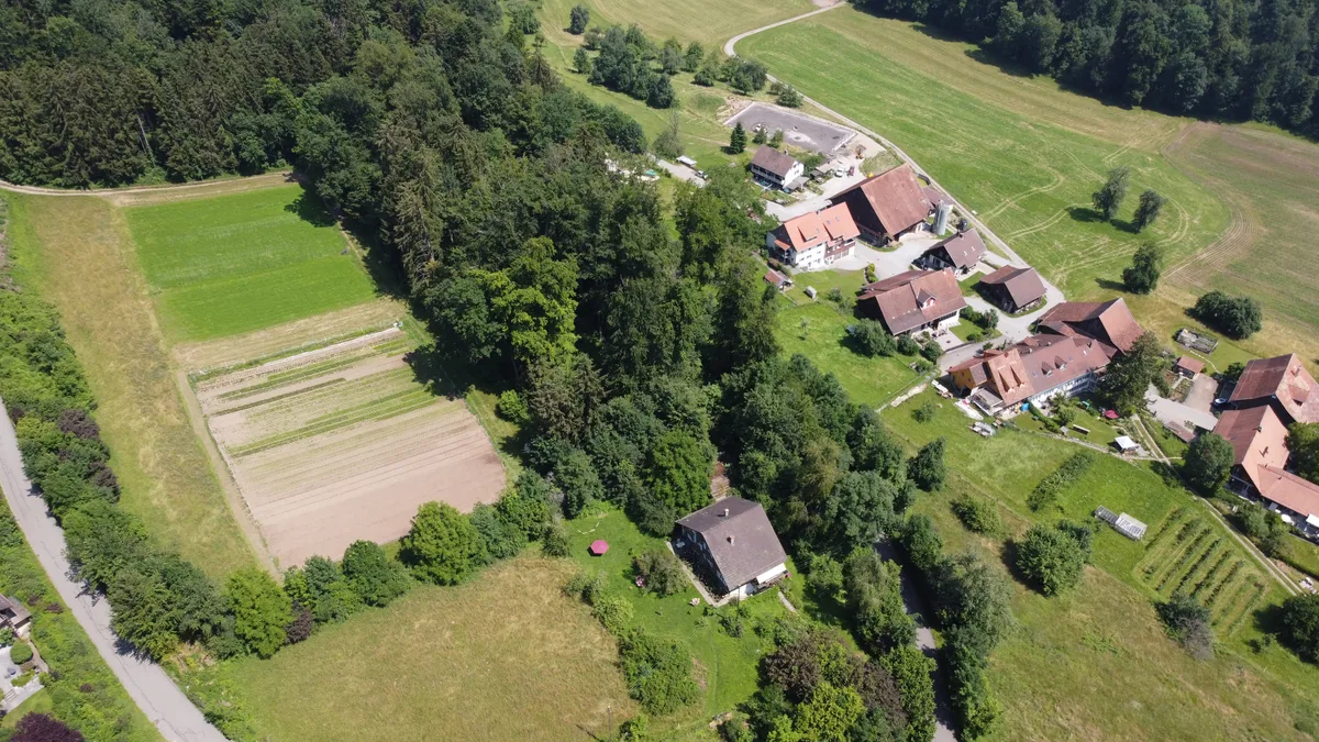 Der Ebmatinger Weiler Stuhlen aus der Vogelperspektive.